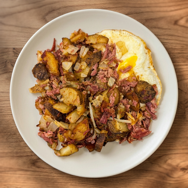 Corned Beef Hash & Eggs.